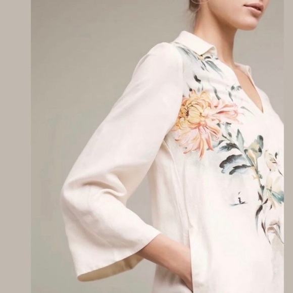 MAEVE Anthropologie Watercolour Floral Print Oversized Tunic Size Small - Picture 2 of 13